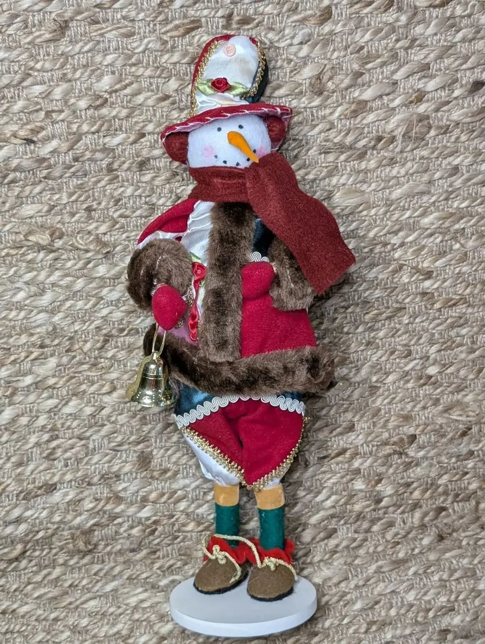 Vintage Christmas Snowman Felt Faux Fur Free Standing Figurine Holiday Decor 17